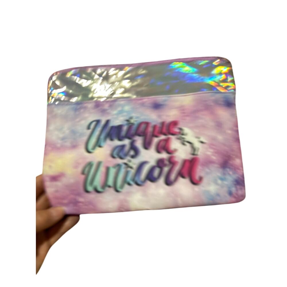 Unique as a unicorn padded rectangular pouch top zipper entry nwot